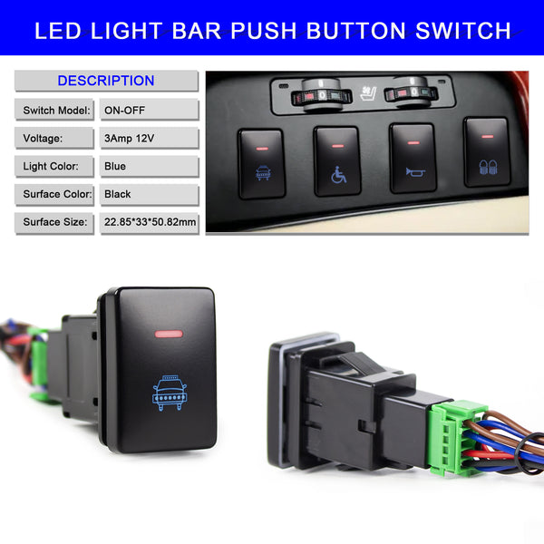 Interruptor de botón pulsador de barra de luz LED TOYOTA