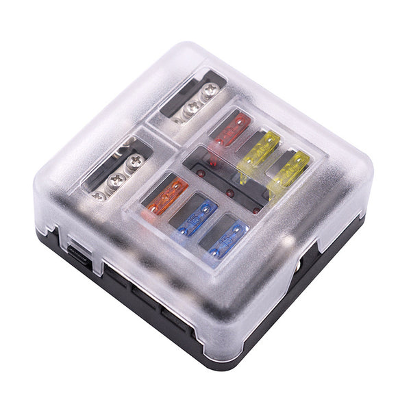 6-Way Fuse Block W/Negative Bus - Fuse Box with Ground