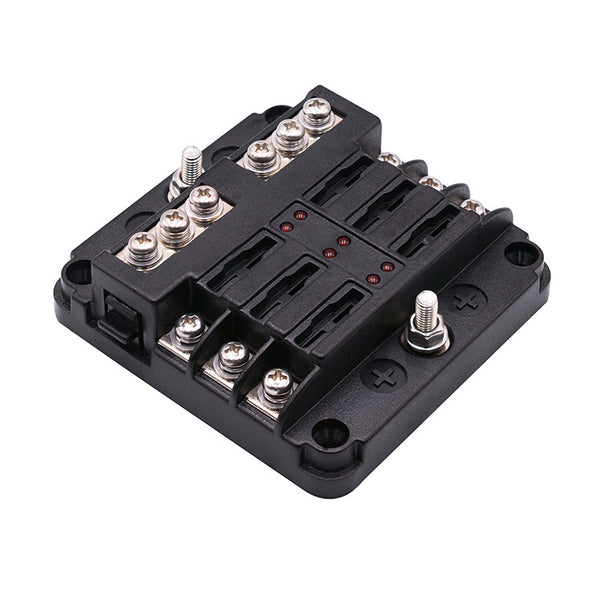 6-Way Fuse Block W/Negative Bus - Fuse Box with Ground